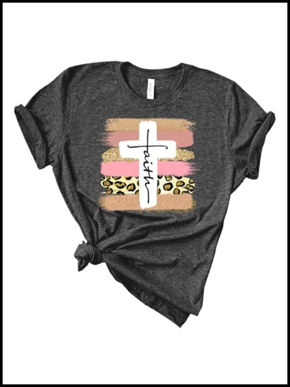 Faith Cross Paint Swipe Christian T-Shirt Cotton Poly Crew Neck Short Sleeve